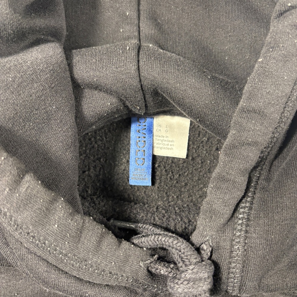 H&M Divided Mens Pullover Hoodie Black Fleece Kangaroo Pocket Size L - Picture 5 of 7
